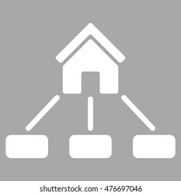 Realty Links icon. Vector style is flat iconic symbol, white color, silver background.