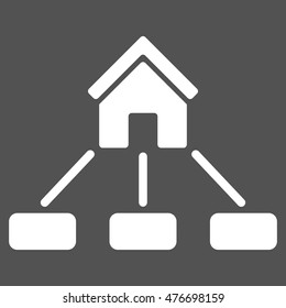 Realty Links icon. Vector style is flat iconic symbol, white color, gray background.