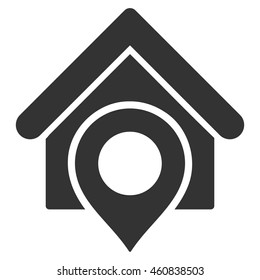 Realty Location icon. Vector style is flat iconic symbol with rounded angles, gray color, white background.