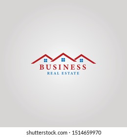 Realty logo concept on silver background with blue and red colors