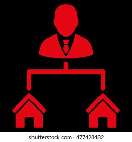 Realty Manager icon. Vector style is flat iconic symbol, red color, black background.