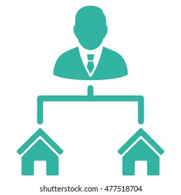 Realty Manager icon. Vector style is flat iconic symbol, cyan color, white background.