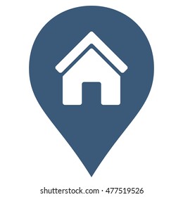 Realty Map Marker icon. Vector style is flat iconic symbol, blue color, white background.