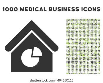 Realty Pie Chart icon with 1000 medical commerce eco green and gray vector pictographs. Clipart style is flat bicolor symbols, white background.