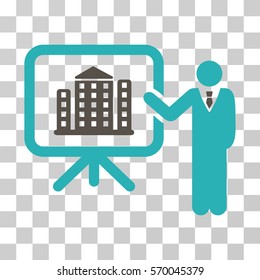 Realty Presention icon. Vector illustration style is flat iconic bicolor symbol, grey and cyan colors, transparent background. Designed for web and software interfaces.
