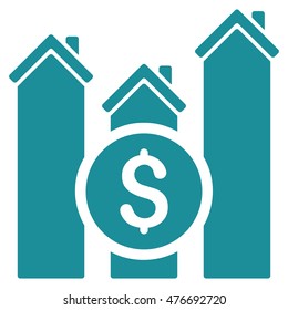 Realty Price Charts icon. Vector style is flat iconic symbol, soft blue color, white background.