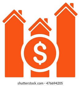 Realty Price Charts icon. Vector style is flat iconic symbol, orange color, white background.