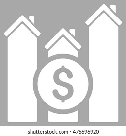 Realty Price Charts icon. Vector style is flat iconic symbol, white color, silver background.