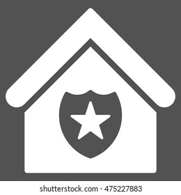 Realty Protection icon. Vector style is flat iconic symbol, white color, gray background.