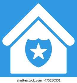Realty Protection icon. Vector style is flat iconic symbol, white color, blue background.