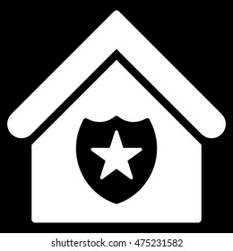 Realty Protection icon. Vector style is flat iconic symbol, white color, black background.