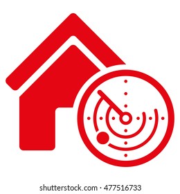 Realty Radar icon. Vector style is flat iconic symbol, red color, white background.
