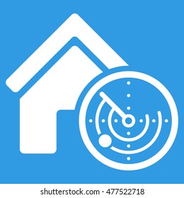 Realty Radar icon. Vector style is flat iconic symbol, white color, blue background.