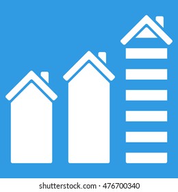 Realty Trend icon. Vector style is flat iconic symbol, white color, blue background.