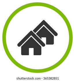 Realty vector icon. Style is bicolor flat circled symbol, eco green and gray colors, rounded angles, white background.
