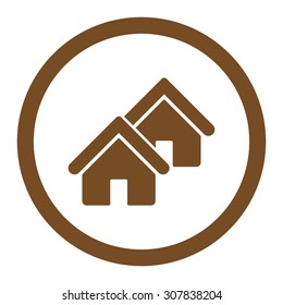 Realty vector icon. This rounded flat symbol is drawn with brown color on a white background.