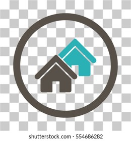 Realty vector pictogram. Illustration style is flat iconic bicolor grey and cyan symbol on a transparent background.