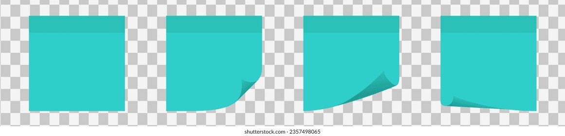 Realystic Blue hojas de notas set. Colección de notas pegajosas con rizo y sombra. Pegatinas de papel realistas para tu mensaje. Elemento de diseño para publicidad y promoción.