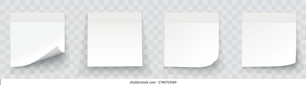 Realystic set stick note isolated on white background. Post it notes collection with shadow - stock vector.