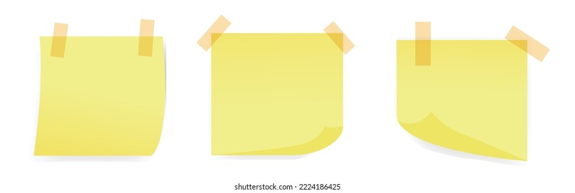 Realystic set stick note isolated on white background. Post it notes collection with shadow	