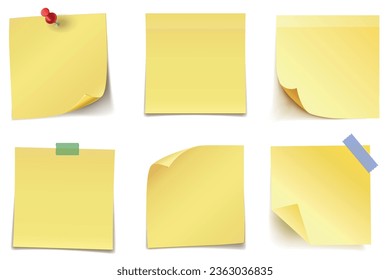 Realystic set stick note isolated on white background. Post it notes collection with shadow. Vector illustration