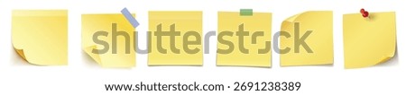 realystic set stick note isolated white background post it notes collection with shadow