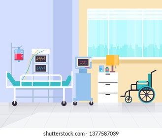 Reanimation clinic room. Health care and medicine concept. Vector flat graphic design illustration