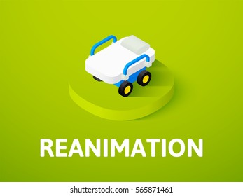 Reanimation icon, vector symbol in flat isometric style isolated on color background