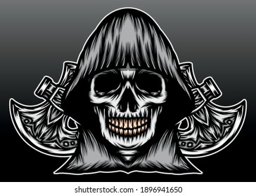 Reaper with axe. Premium vector
