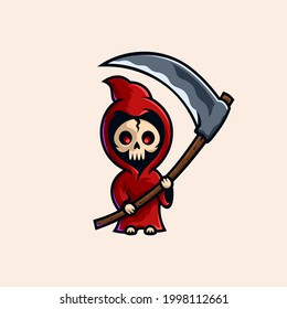 Reaper cartoon logo design vector illustration flat color