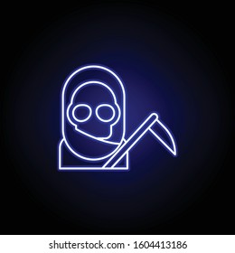 reaper, death outline blue neon icon. detailed set of death illustrations icons. can be used for web, logo, mobile app, UI, UX