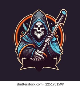 Reaper esports mascot design, gaming logo template, illustration