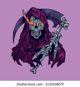 The reaper holding a scythe awesome vector illustration