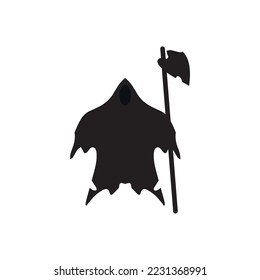 Reaper icon. Simple style Halloween holiday poster background symbol. brand logo design element. Reaper t-shirt printing. Vector for sticker.
