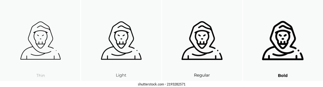 Reaper Icon. Thin, Light Regular And Bold Style Design Isolated On White Background