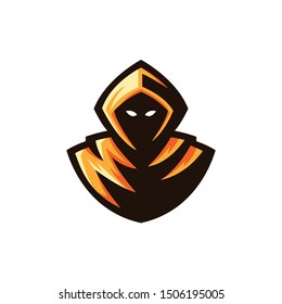 reaper logo mascot design. witch mascot gaming esport. reaper illustration.