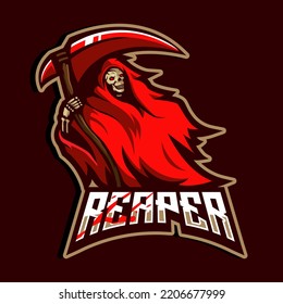 Reaper mascot logo design illustration vector isolated on dark background for team esport gaming