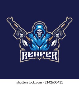 Reaper mascot logo design vector with modern illustration concept style for badge, emblem and t shirt printing. Angry reaper illustration for sport and esport team.