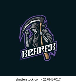 Reaper mascot logo design vector with modern illustration concept style for badge, emblem and t shirt printing. Reaper illustration for sport and esport team.