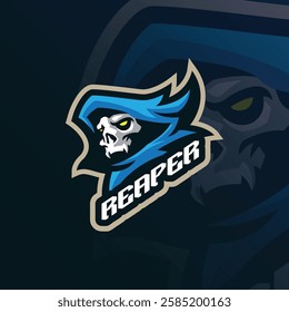 Reaper mascot logo design vector with modern illustration concept style for badge, emblem and t shirt printing. Reaper head illustration.