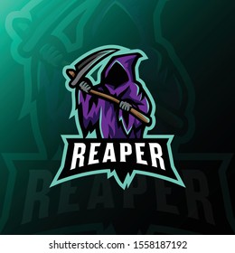 reaper mascot logo esport gaming. reaper mascot logo illustration.