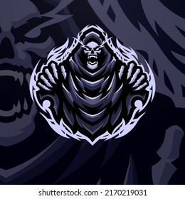 Reaper masscot logo esport illustration premium vector