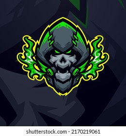 Reaper masscot logo esport illustration premium vector