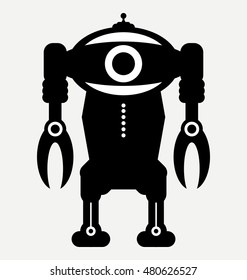 reaper robot, icon, flat illustration isolated on white background