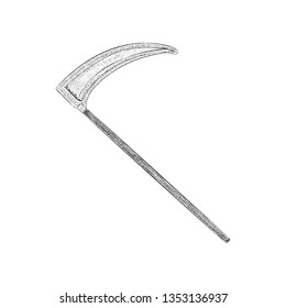 Reaper scythe icon in sketch vector