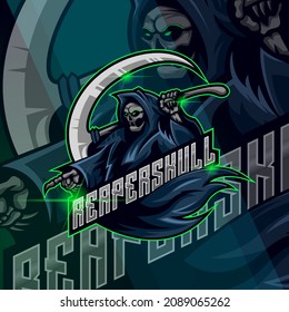 Reaper Skull E-sport logo design template