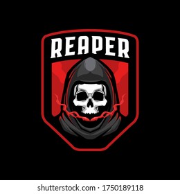 Reaper skull mascot badge logo template