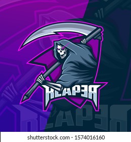 Reaper Skull Mascot Esport Logo Design Stock Vector (Royalty Free ...