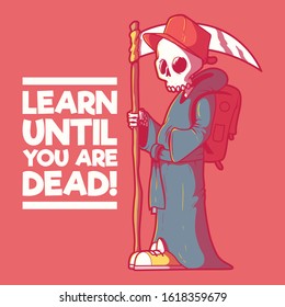 Reaper student vector illustration. Learning, education design concept