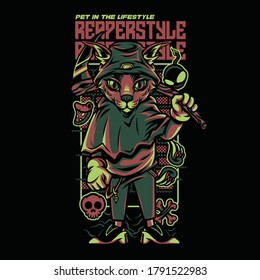 Reaper Style Caracal Cat Illustration